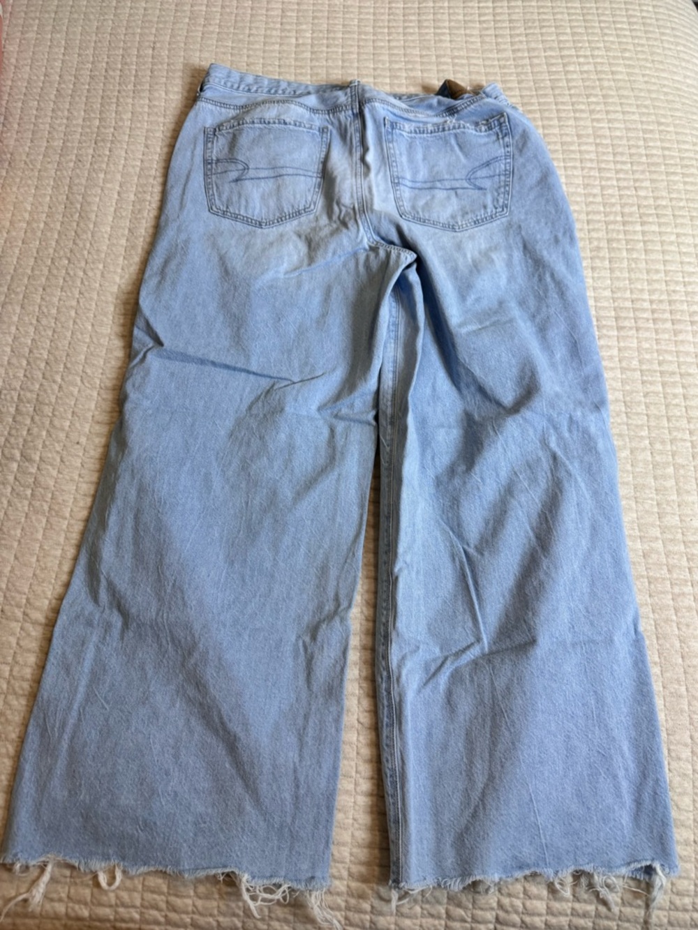 American Eagle Outfitters Light Blue Distressed skater Wide-Leg Jeans - Picture 4 of 4